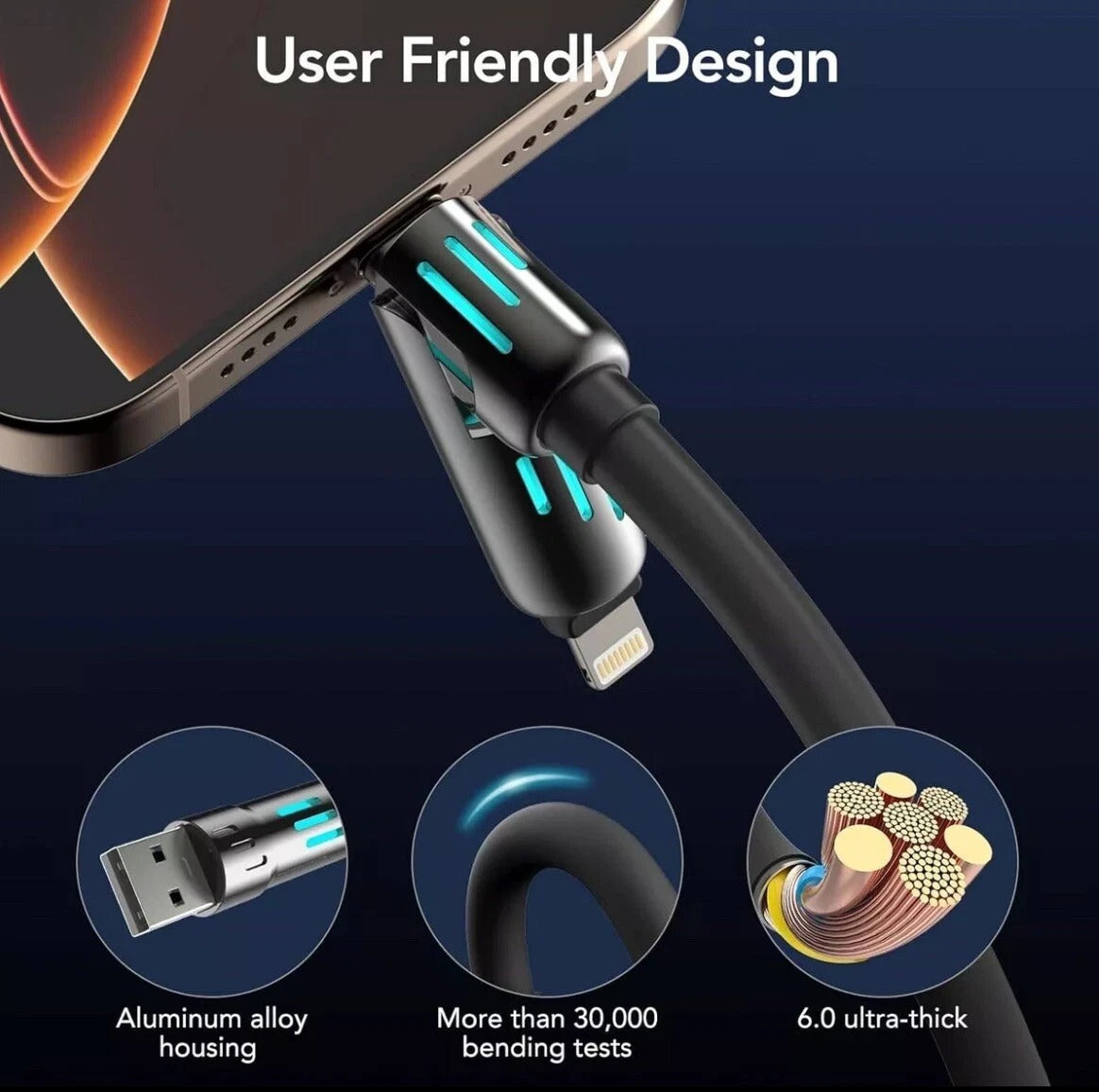 4-in-1 Multi USB Charging Cable – USB-A & Type-C