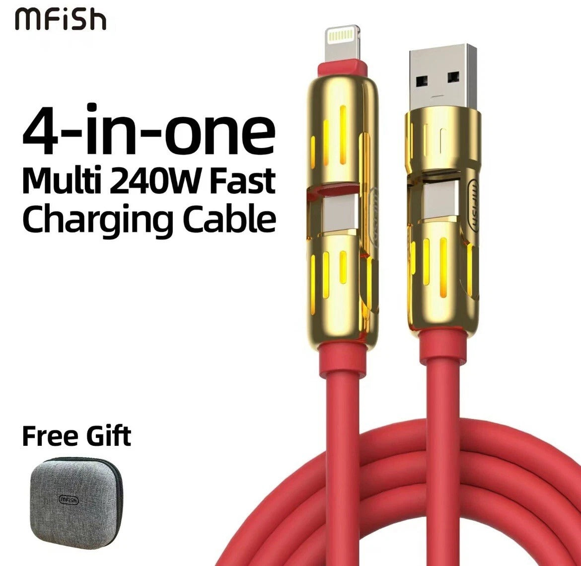 4-in-1 Multi USB Charging Cable – USB-A & Type-C