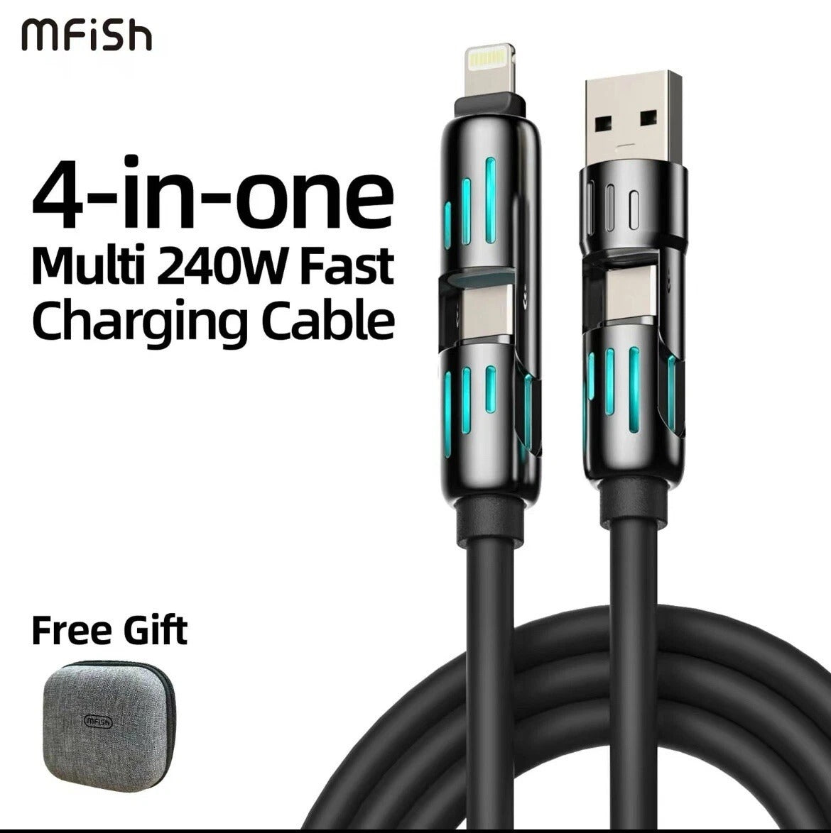 4-in-1 Multi USB Charging Cable – USB-A & Type-C