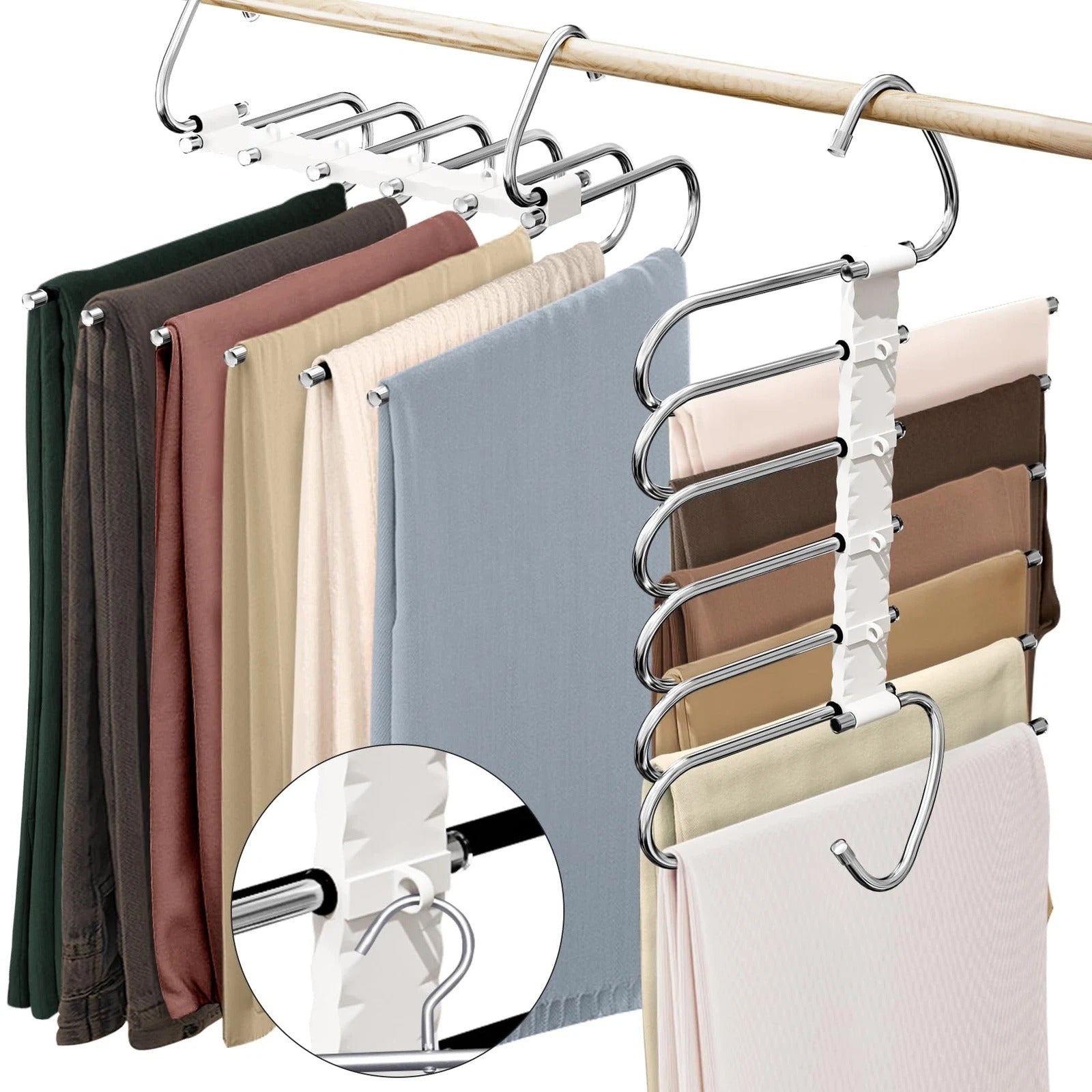 Upgrade 6-Layer Pants & Clothes Hanger – Space Saving Wardrobe Organizer
